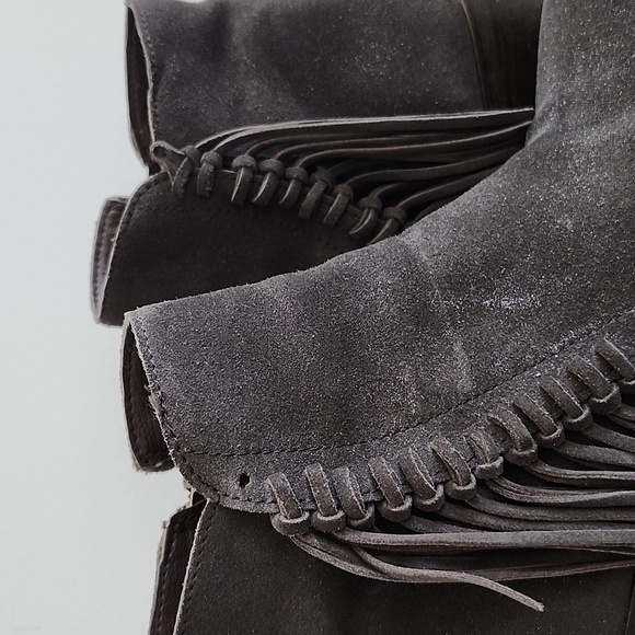 Kenneth Cole Reaction Grey Ankle Boots With Fringe - Picture 3 of 10